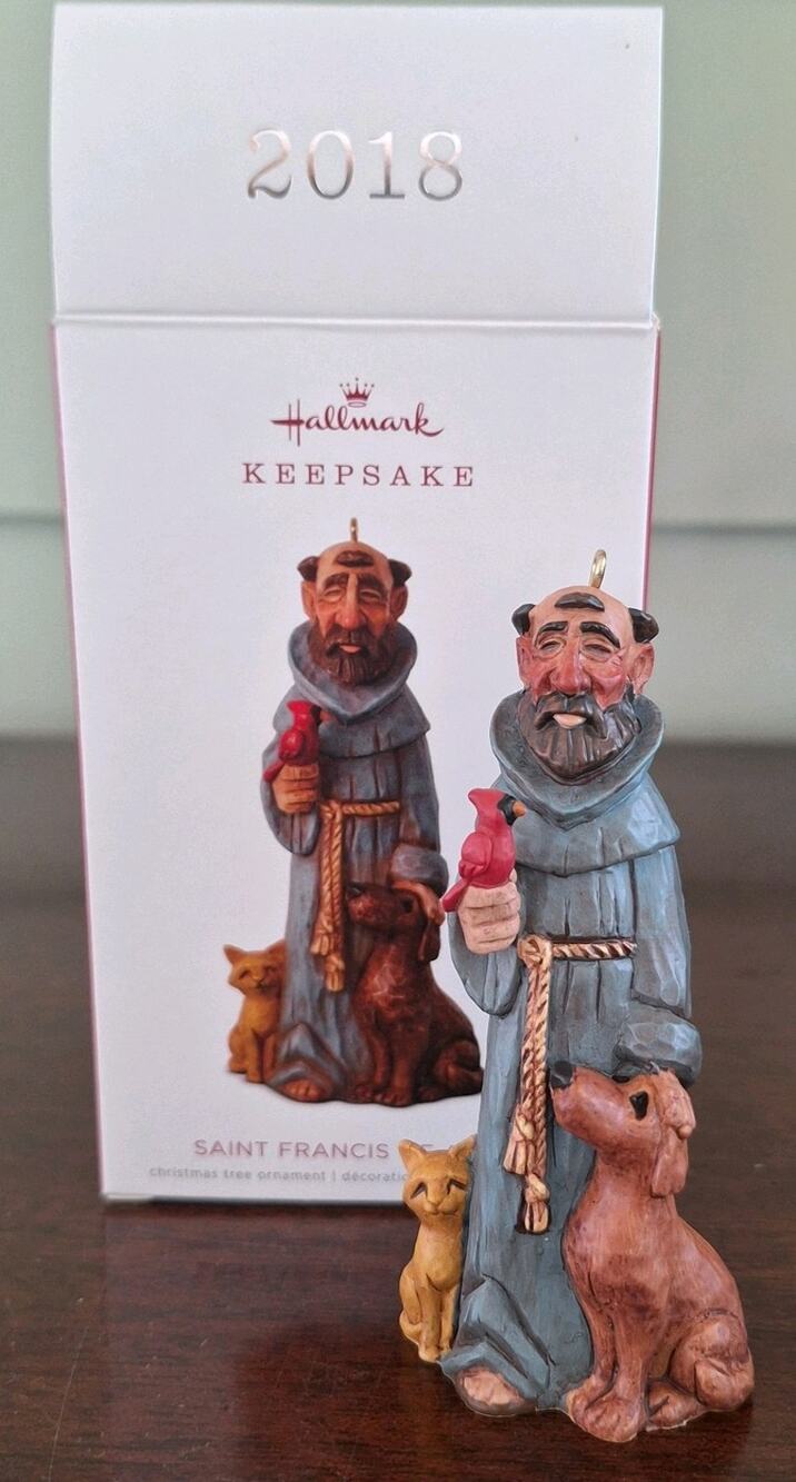 2018 Hallmark Keepsake Ornament Saint Francis of Assisi Dog Cat Bird